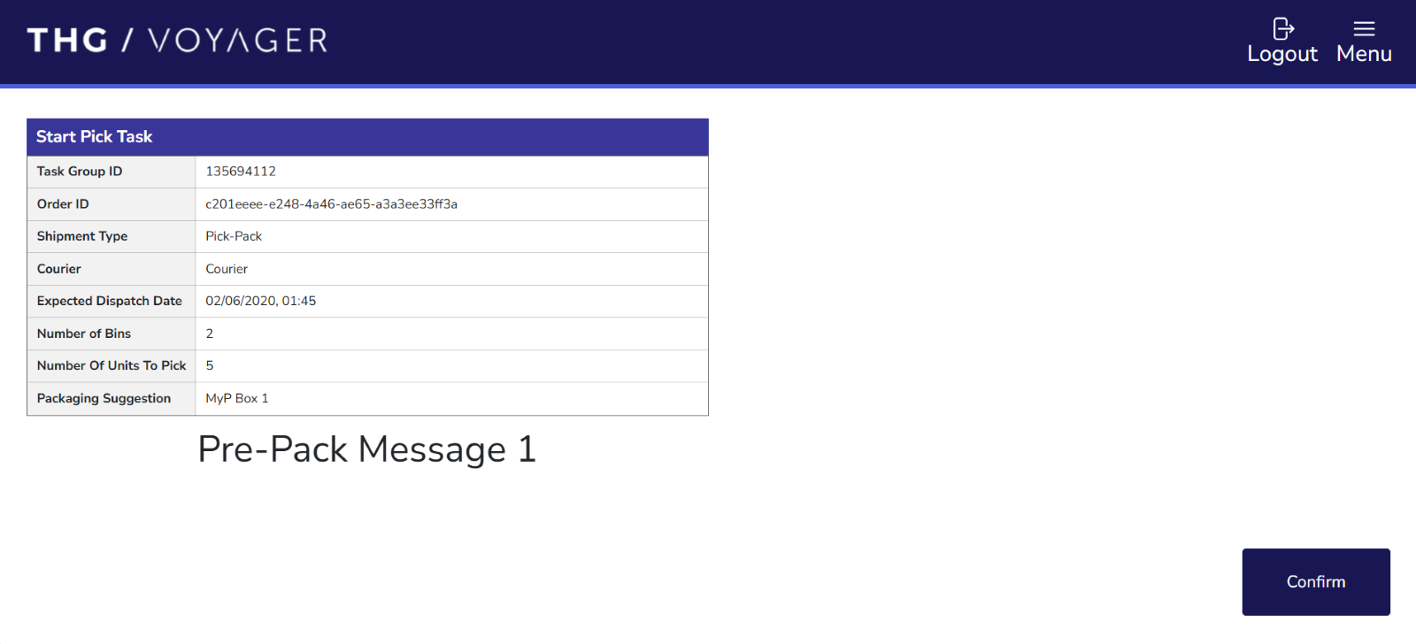 Confirm Task Details